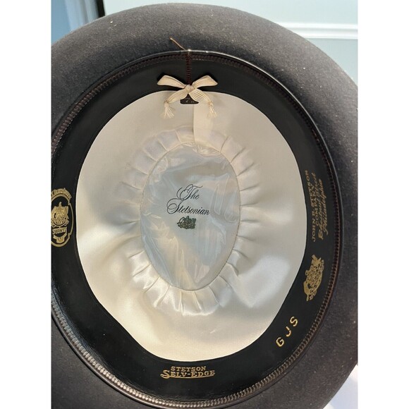 Vtg JOHN B. STETSON Black 3x Beaver STETSONIAN HAT Fedora Men’s Sz 7 1/8 ~ IOB - Picture 9 of 16
